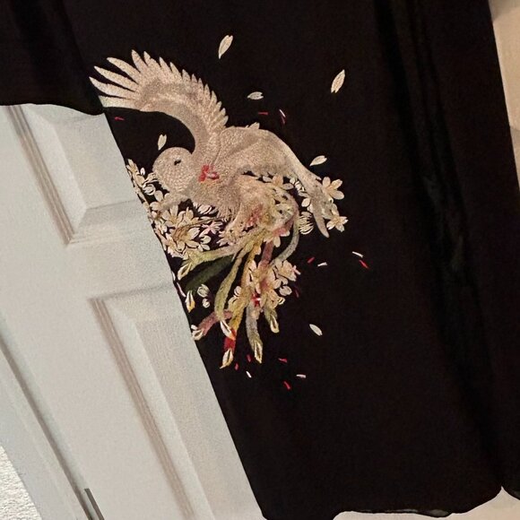 ZARA Embroidered Kimono Wrap Satin Robe - Picture 4 of 4